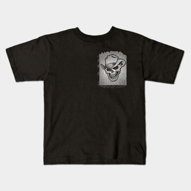 Cowboy Mountain Death Skull Pocket Design ††† 8 bit/Pixelart Kids T-Shirt by DankFutura